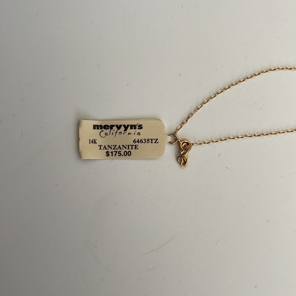 Tanzanite authentic 14k gold necklace purchased at Mervyns never worn - Picture 6 of 6